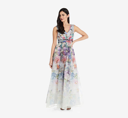 Adrianna Papell Long Formal Floral Dress AP1E207699 - The Dress Outlet