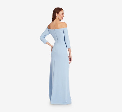 Adrianna Papell Long Off Shoulder Dress AP1E207024 - The Dress Outlet