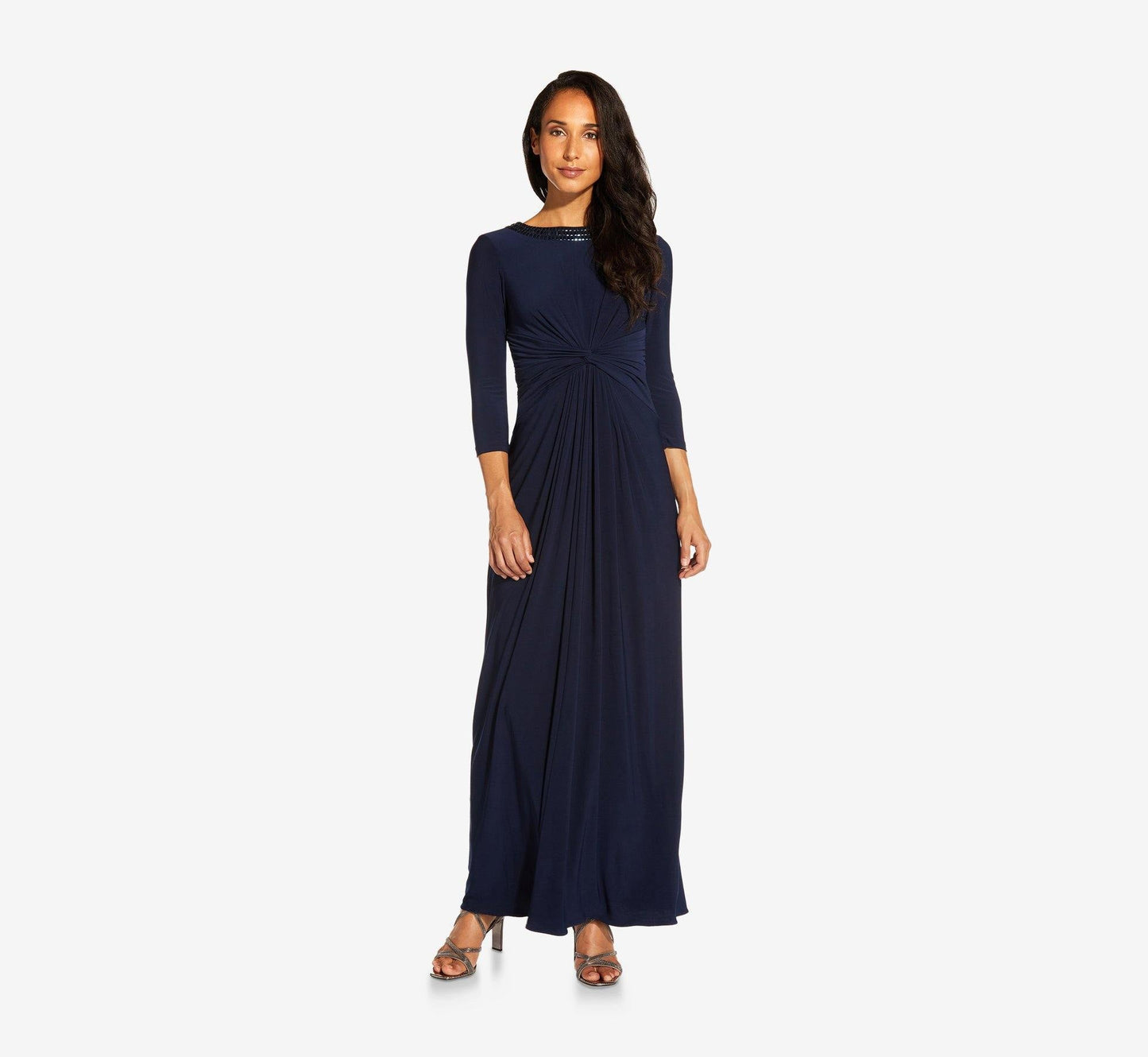 Adrianna Papell 3/4 Sleeve Long Dress AP1E207502 - The Dress Outlet
