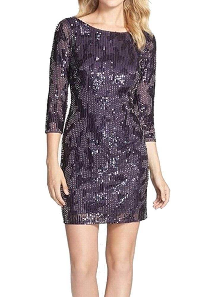 Adrianna Papell 3/4 Sleeve Short Cocktail Party Dress - The Dress Outlet Adrianna Papell