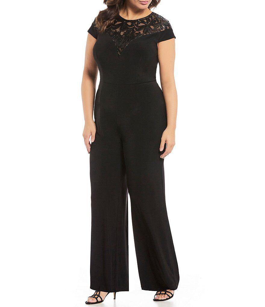 Black Adrianna Papell AP1E204345 Plus Size Pansuit Sale for $35.99 ...
