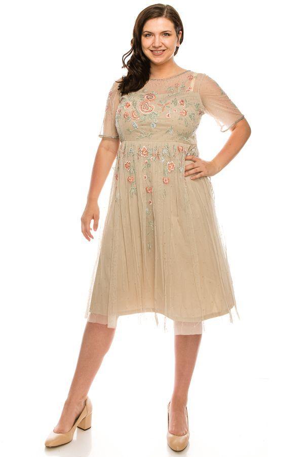 slim fit dress slacks Sleeveless Jacquard Fit And Flare Midi Dress In Blue Multi main image 1