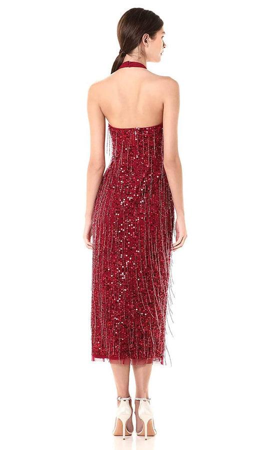 Cranberry Adrianna Papell AP1E206152 Short Halter Sequins Gown for 237.95 The Dress Outlet