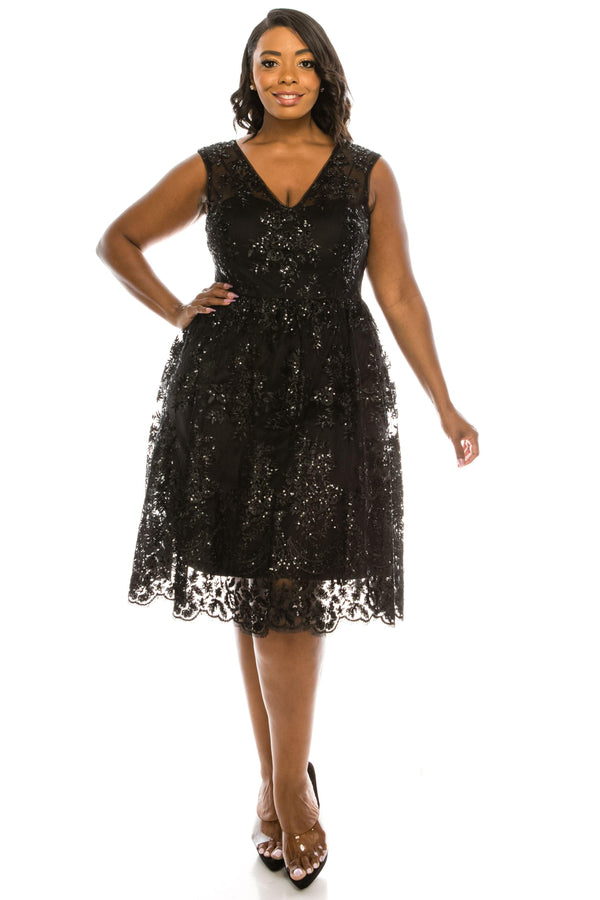 Adrianna Papell Short Sleeveless Mesh AP1E204092 - The Dress Outlet