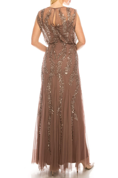Aidan Mattox Long Formal Cape Sleeve Gown 054468390 - The Dress Outlet