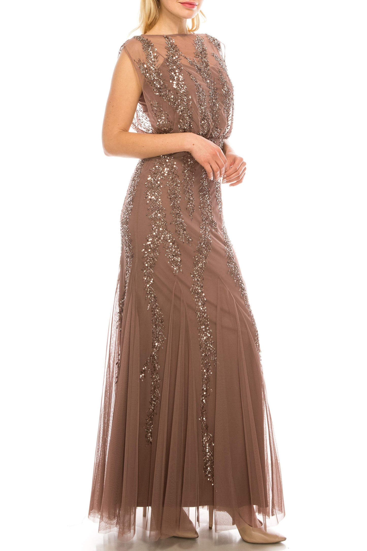 Aidan Mattox Long Formal Cape Sleeve Gown 054468390 - The Dress Outlet