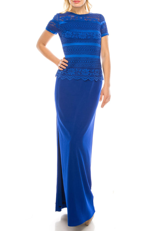 Aidan Mattox Long Formal Short Sleeve Gown 054471000 - The Dress Outlet