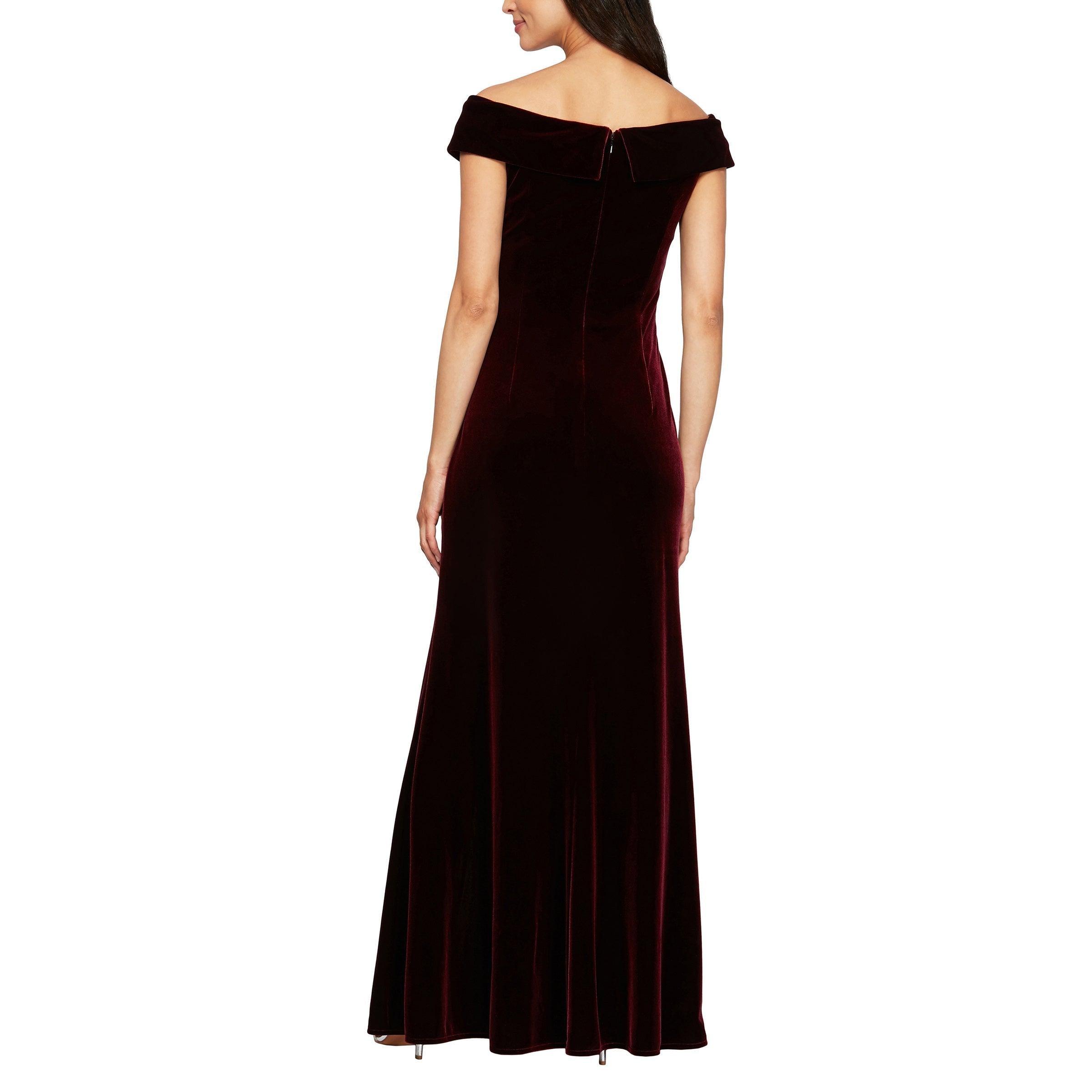 Alex Evenings Women's Velvet Off-The-Shoulder Evening Gown - Imperial
