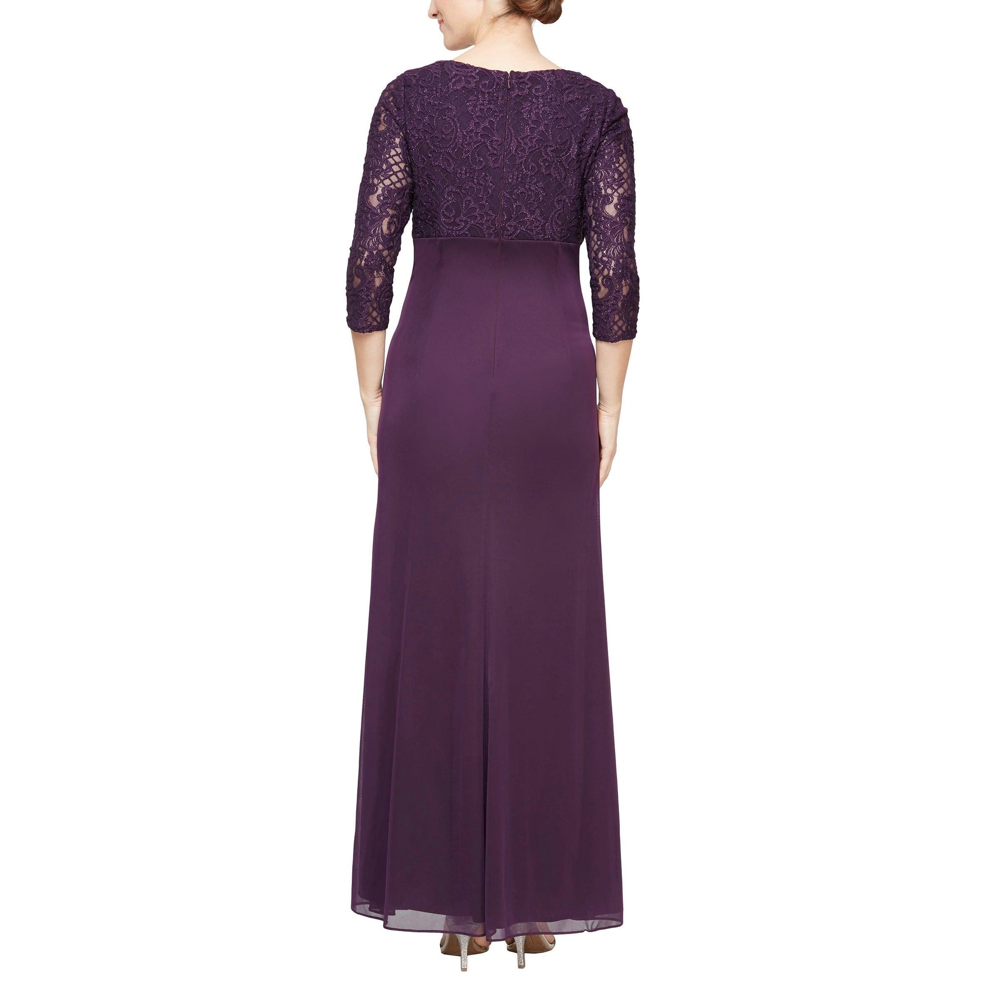 Eggplant Alex Evenings AE81122469 Long Mother of the Bride Dress for