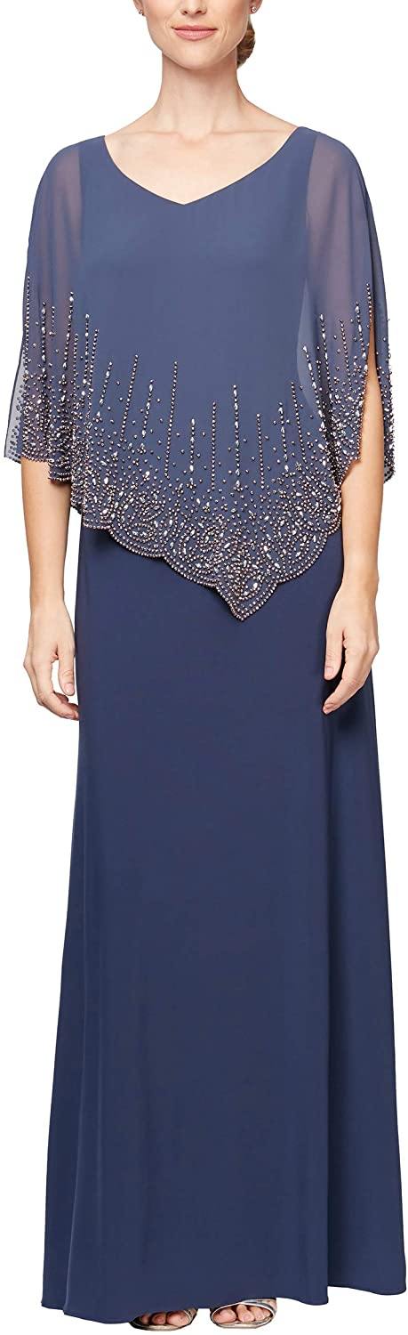 Alex Evenings Abito Lungo Senza Maniche Per Madre Della Sposa Con Scialle Abbinato - Pizzo Con Paillettes - Taglie Petite E Regolari - Salvia Ghiaccio 44
