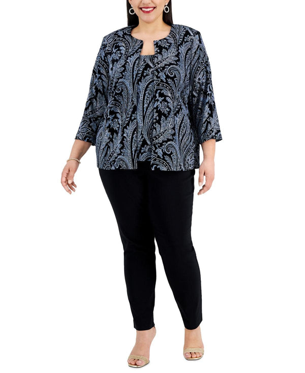 Alex Evenings AE84211579 Long Sleeve Printed Twinset