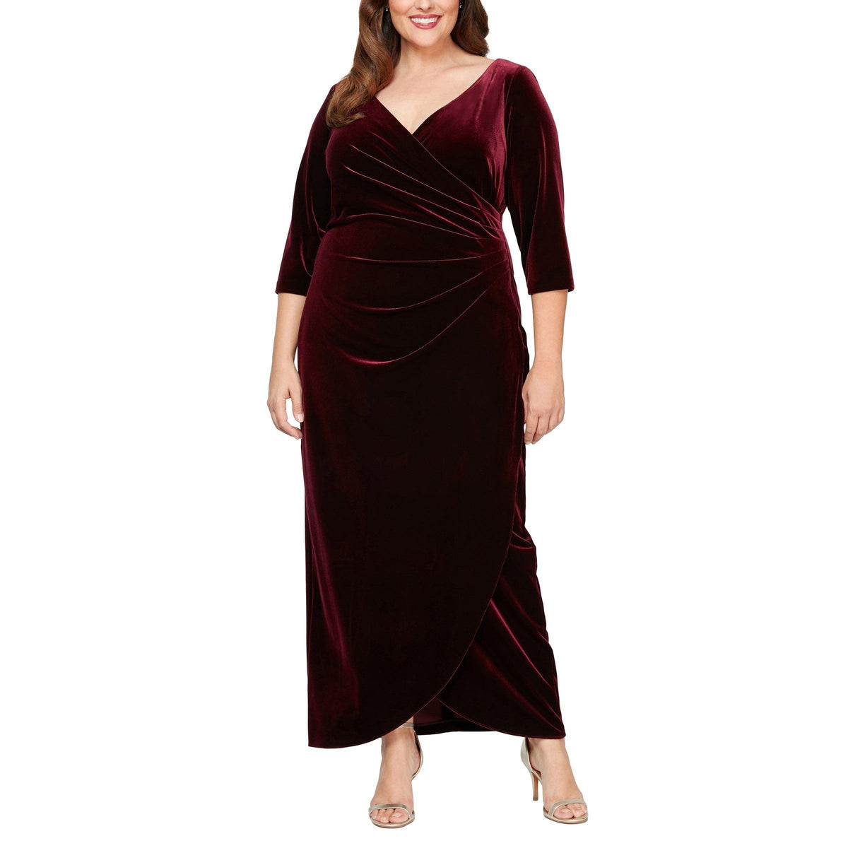 green emerald velvet dress Alex Evenings Women's Plus Size Long Cold Shoulder Dress with Ruched Skirt,  Black, 14W at Amazon Women's Clothing store