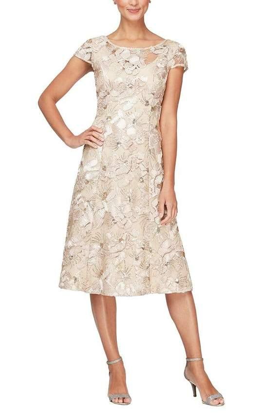 Cocktail Dresses Short Cap Sleeve Formal Dress Champagne