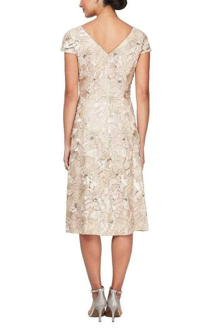 Cocktail Dresses Short Cap Sleeve Formal Dress Champagne