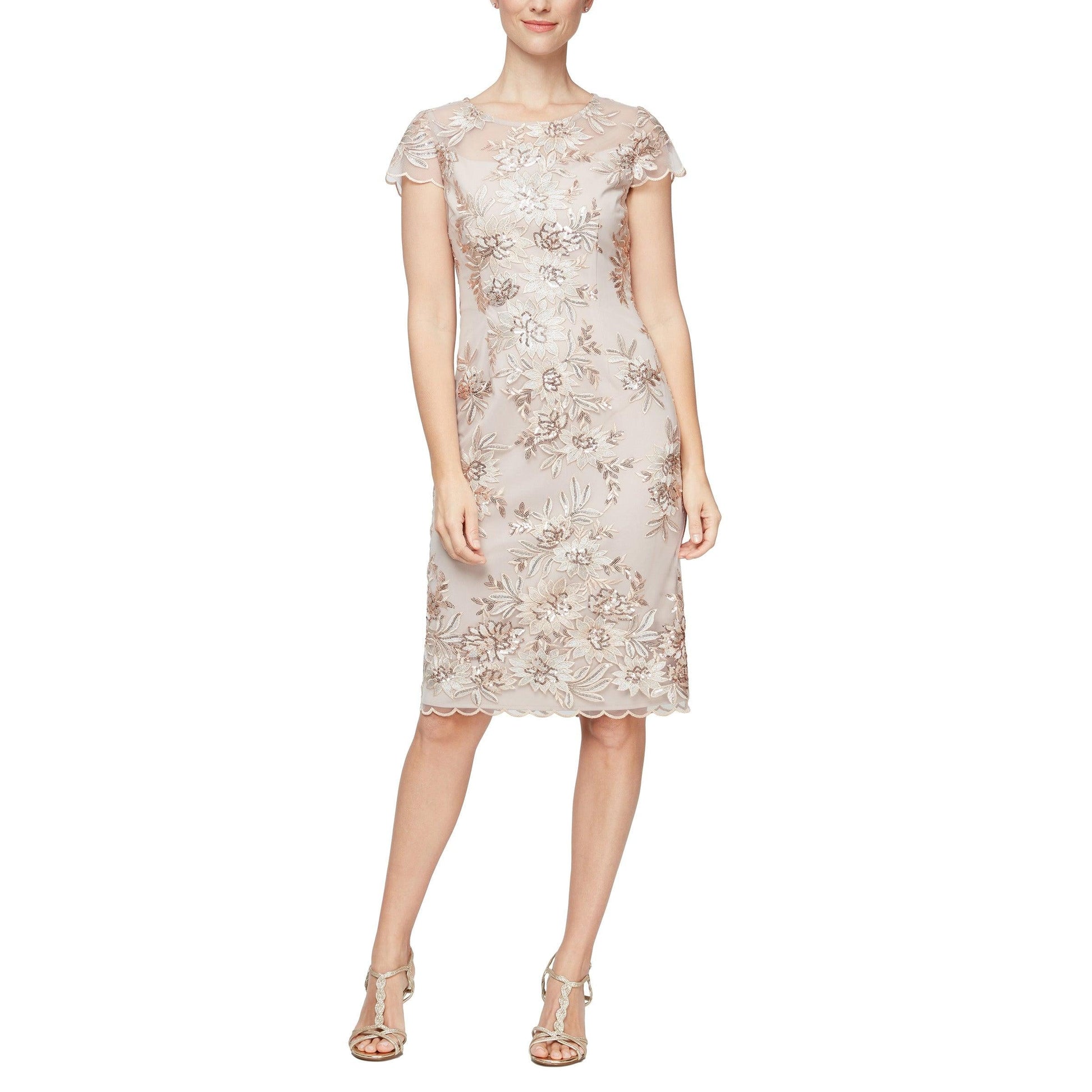 Alex Evenings AE8117953 Short Floral Cap Sleeve Dress