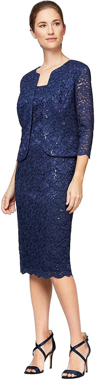 Alex Evenings Short Lace Jacket Formal Dress 81122329 - The Dress Outlet