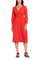 Formal Dresses V-Neck Long Sleeve Ruched Flutter Solid Formal Dress BURNT ORANGE