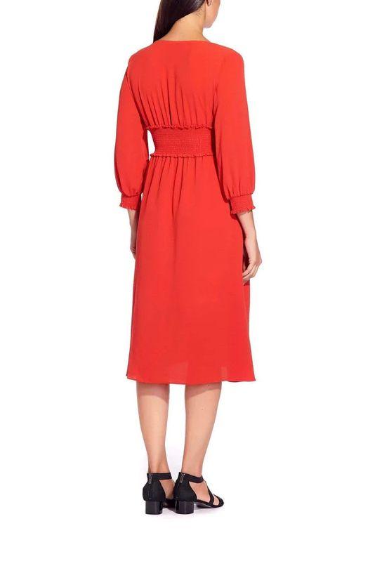 Adrianna Papell AP1D103500 V-Neck Long Sleeve Ruched Flutter Solid Formal Dress