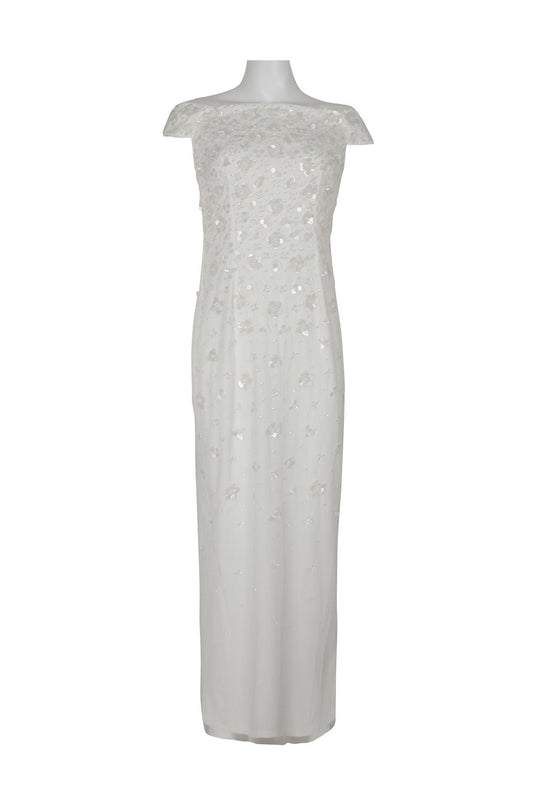 Formal Dresses Off-Shoulder Sequined Formal Mesh Dress Ivory