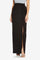 Formal Dresses Waist Ruffled Slit Side Solid Long Knot Crepe Skirt Black