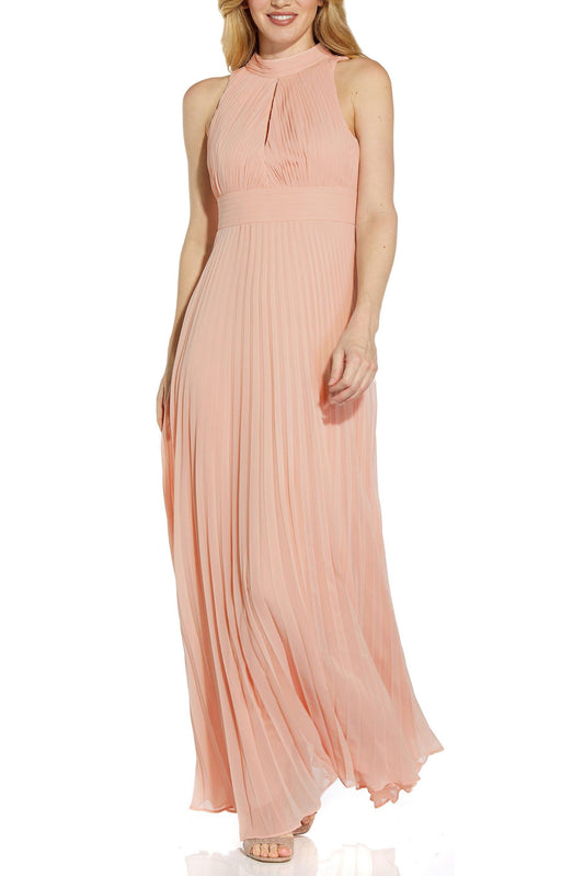 Formal Dresses Sleeveless Ties At Neck Formal Long Chiffon Dress MELLOW BLUSH