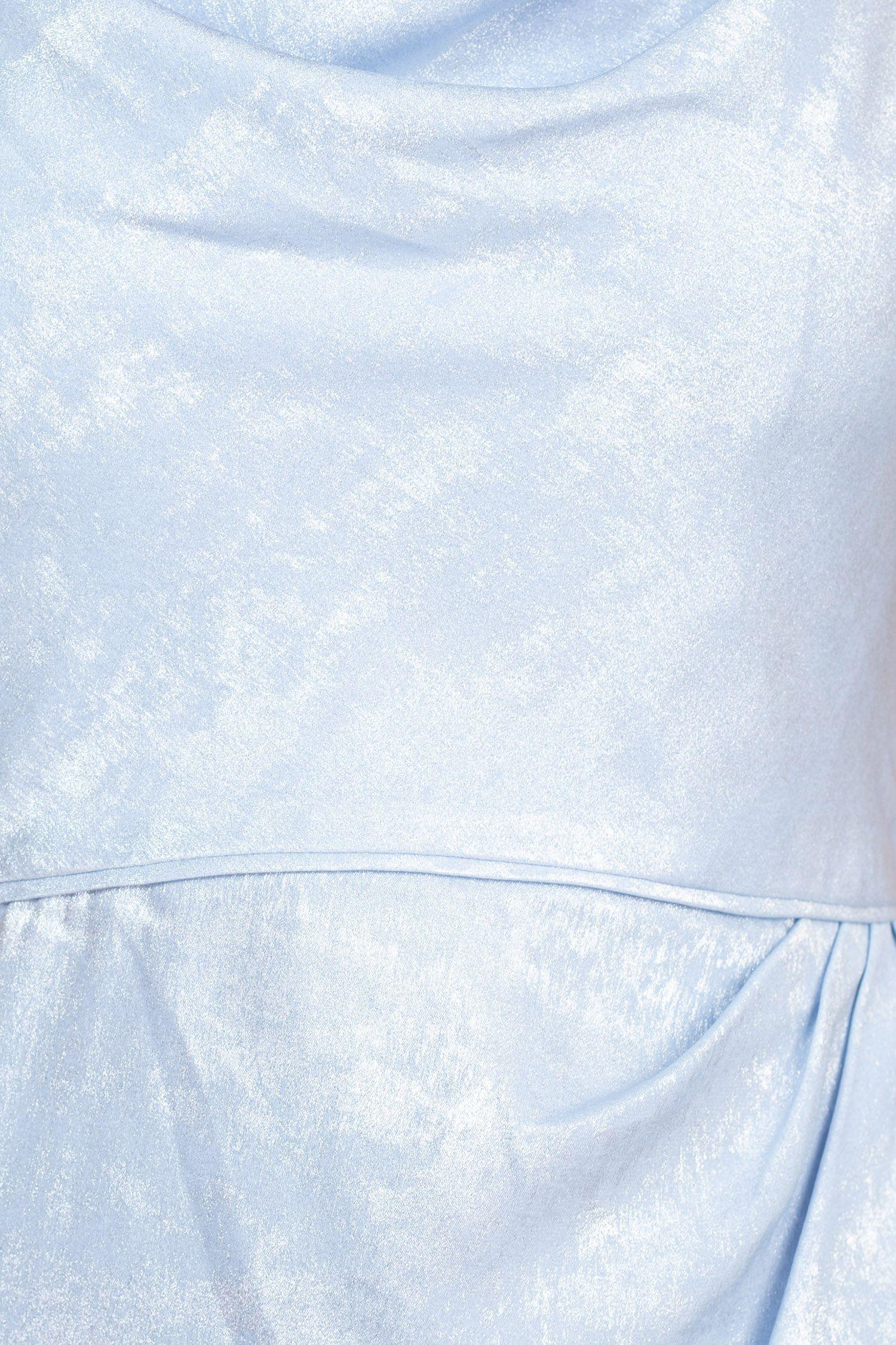 Formal Dresses Sleeveless Slit Front Gathered Formal Metallic Crepe Dress SKY BLUE