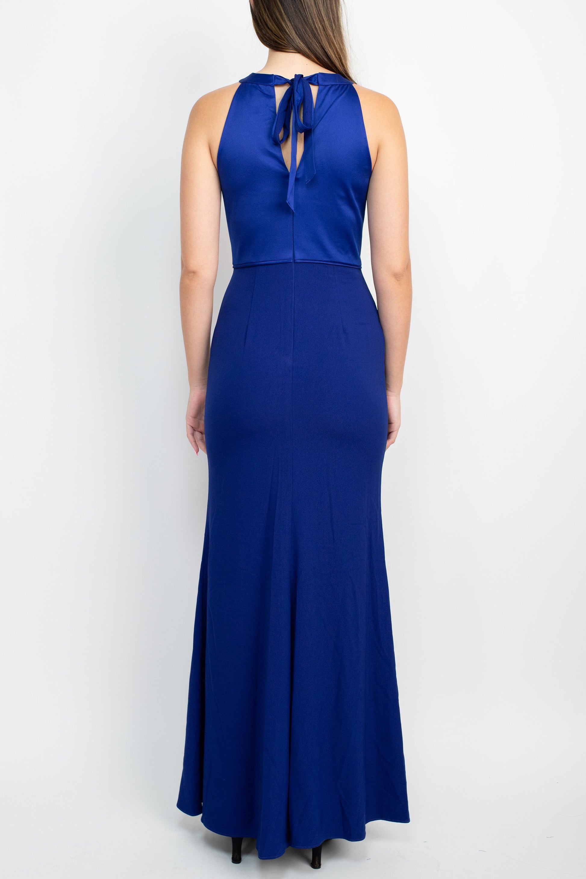 Adrianna Papell AP1E209240 Halter Neck Sleeveless Prom Bodycon Solid Crepe Dress