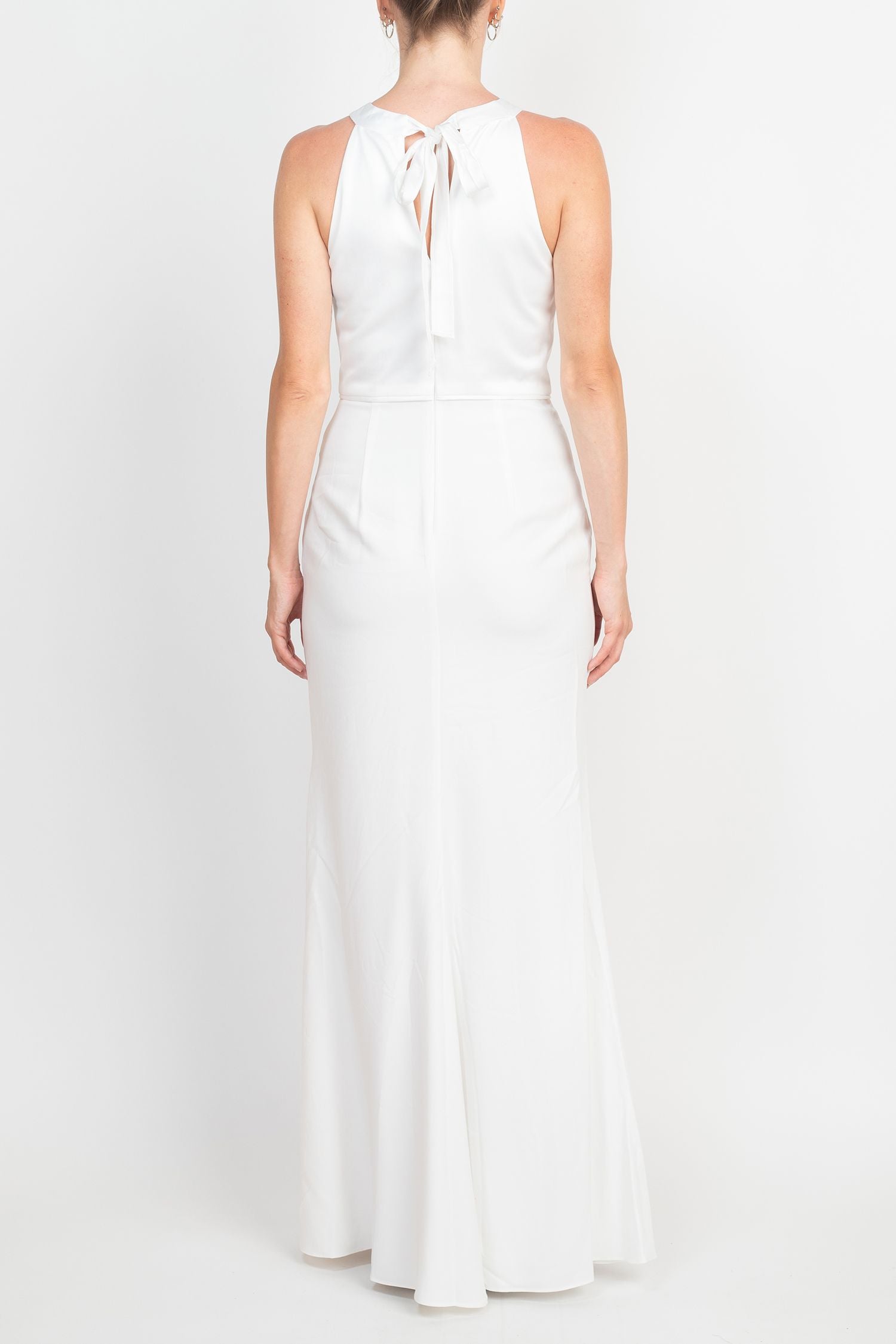 Adrianna Papell AP1E209240 Halter Neck Sleeveless Prom Bodycon Solid Crepe Dress