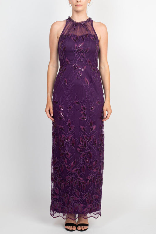 Formal Dresses Sleeveless Long Embroidered Formal Dress BLACK PLUM