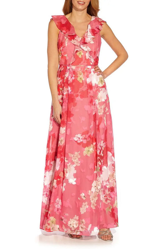 Formal Dresses Cap Sleeve Lonng Formal Dress PINK MULTI