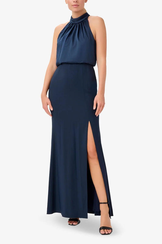 Formal Dresses Halter Neck Sleeveless Formal Sleeveless Long Dress DARK NAVY