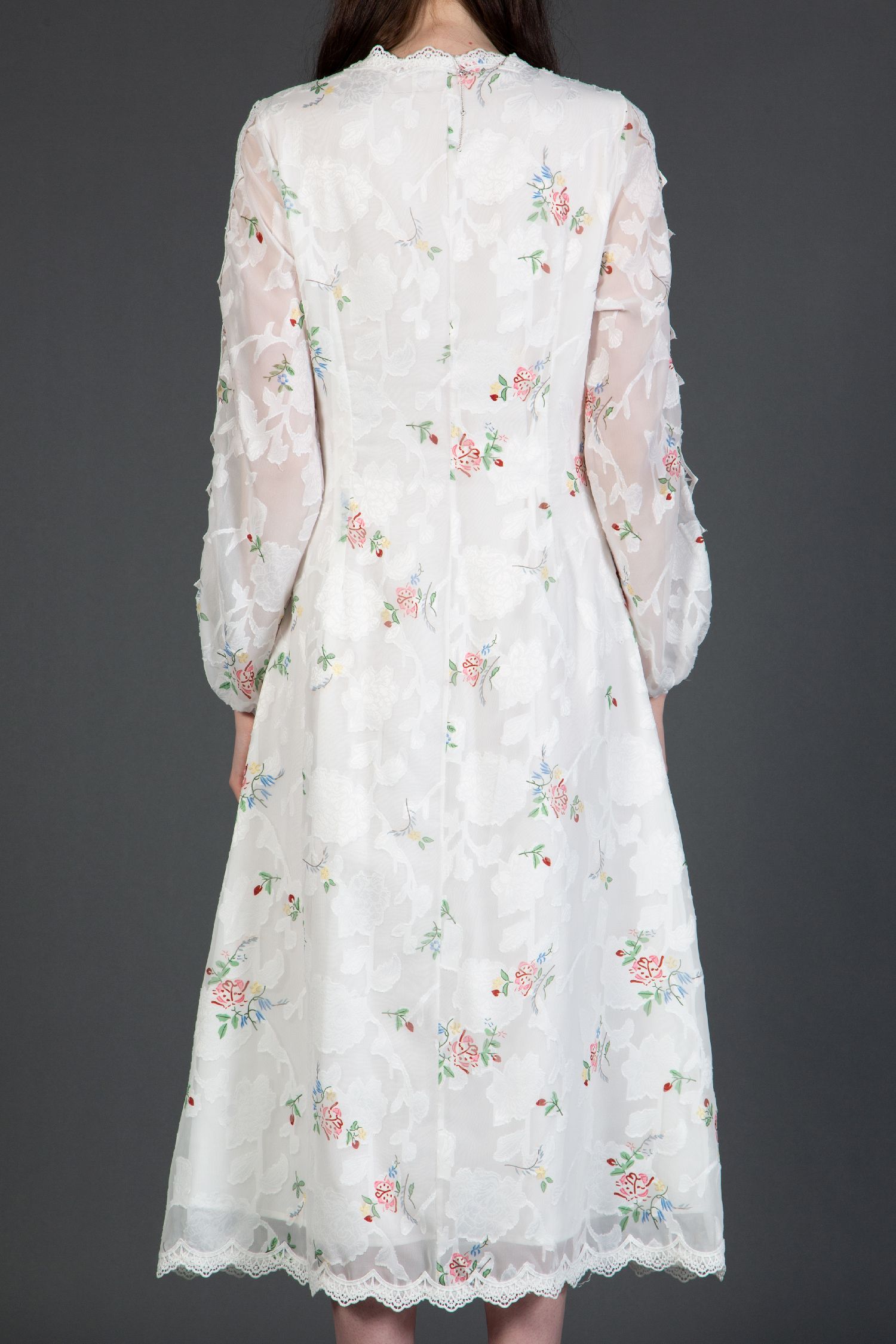 Long Sleeve V Neckline Midi Length Dress
