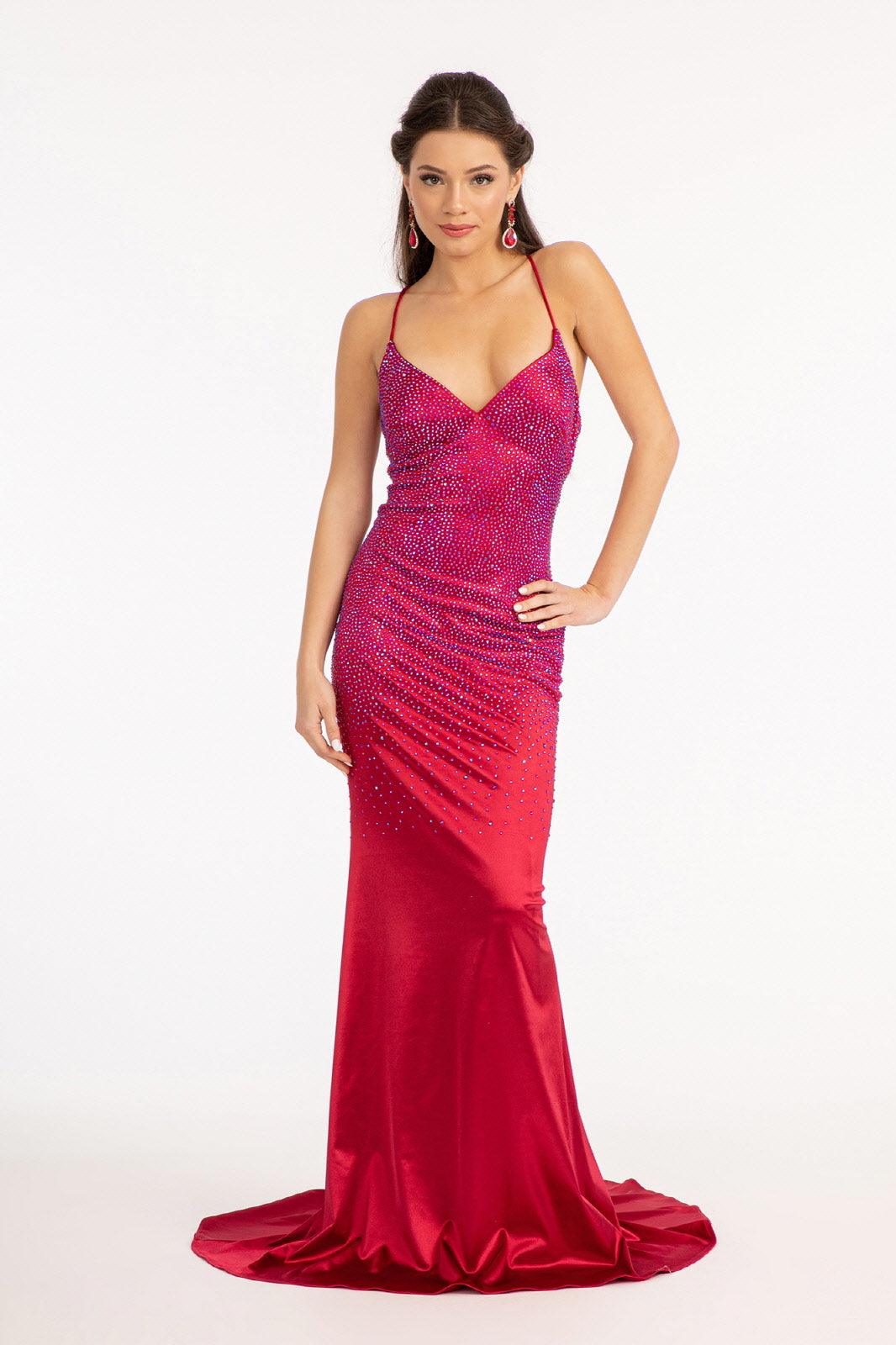Beaded Long Satin Mermaid Prom Dress