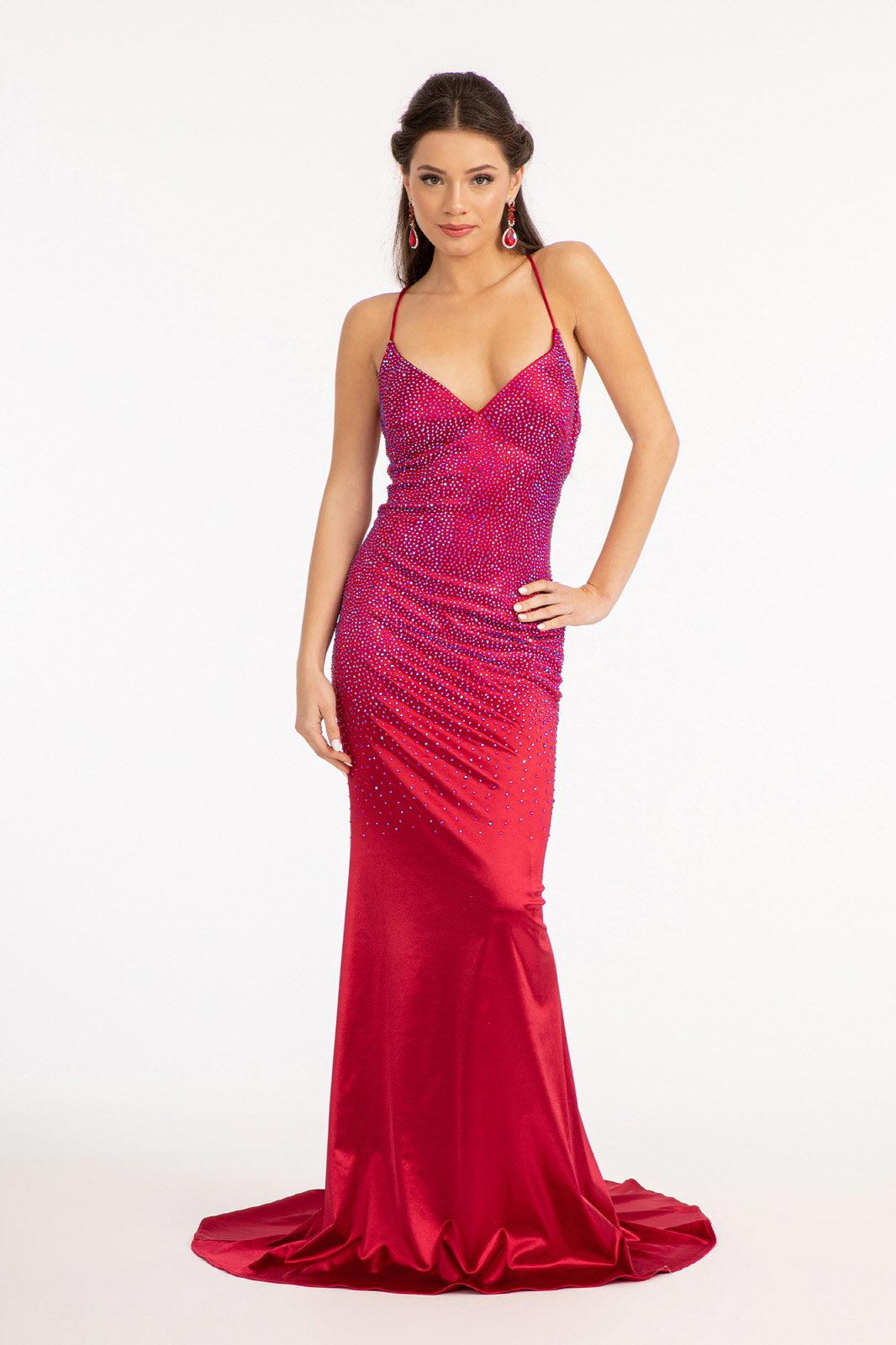 Beaded Long Satin Mermaid Prom Dress - The Dress Outlet