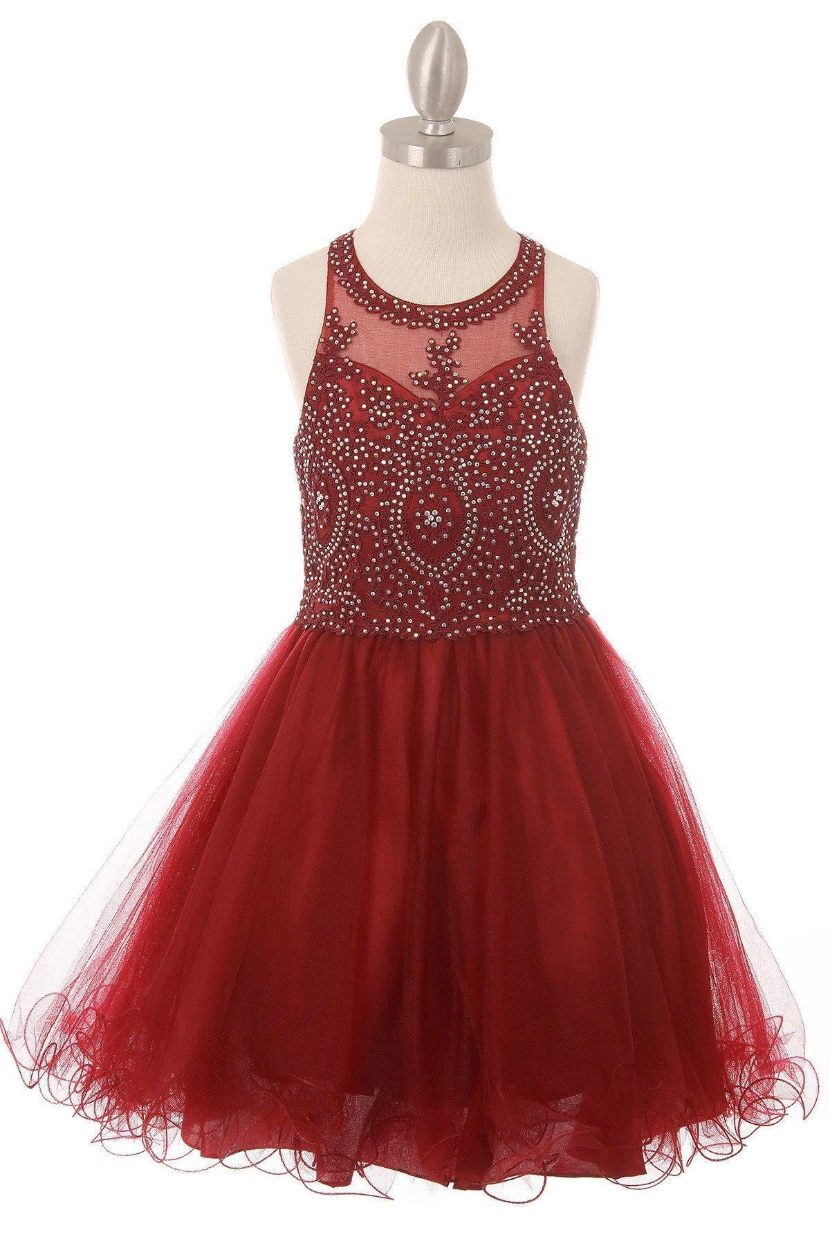 Beaded Sequin Short Flower Girl Dress - The Dress Outlet Cinderella Couture