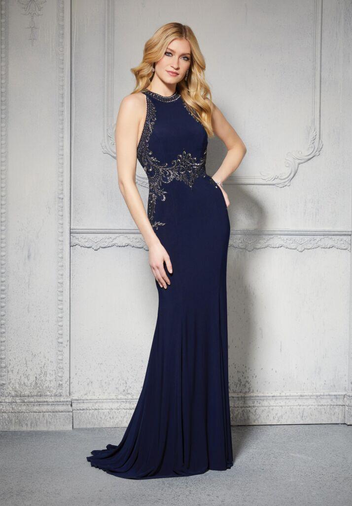 MGNY Madeline Gardner New York 71625 Long Halter Fitted Evening Gown