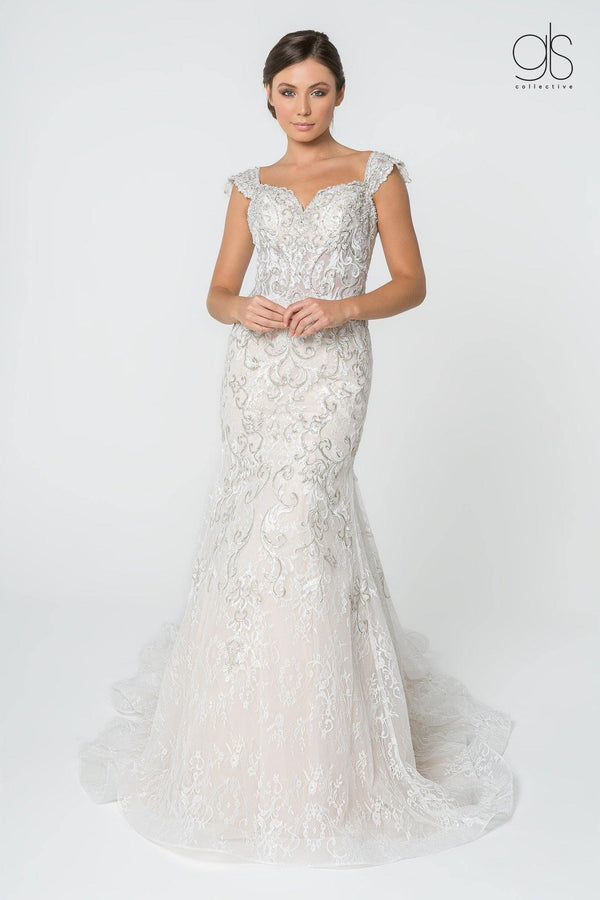 Bridal Long Gown Cap Sleeve Wedding Dress Sale
