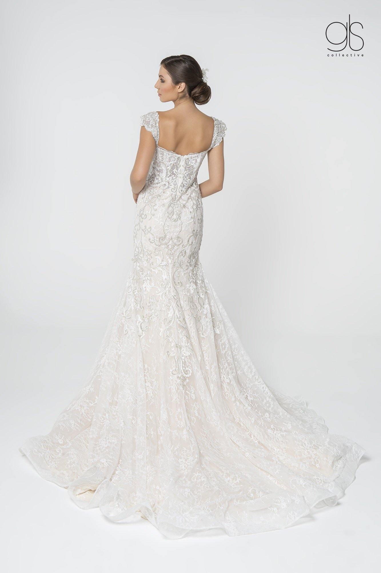 Bridal Long Gown Cap Sleeve Wedding Dress DressOutlet The Dress Outlet