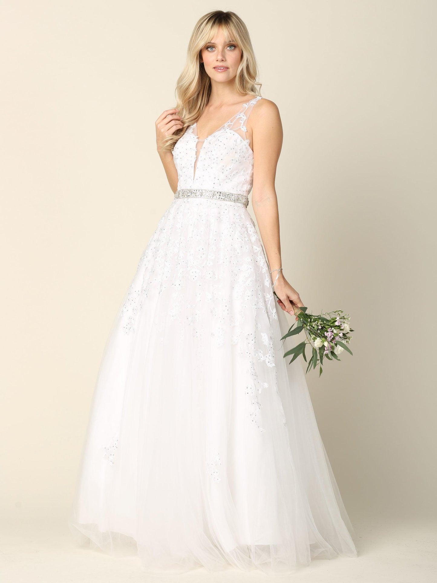 Bridal Long Gown Sleeveless Wedding Dress - The Dress Outlet