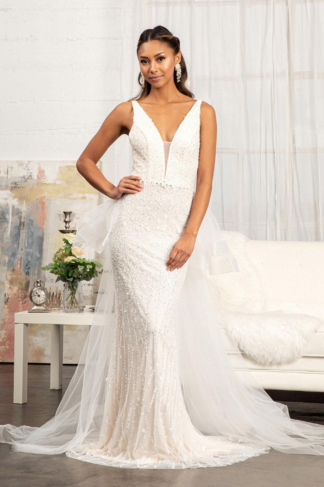 Bridal Long Sleeveless Mermaid Mesh Wedding Gown Sale