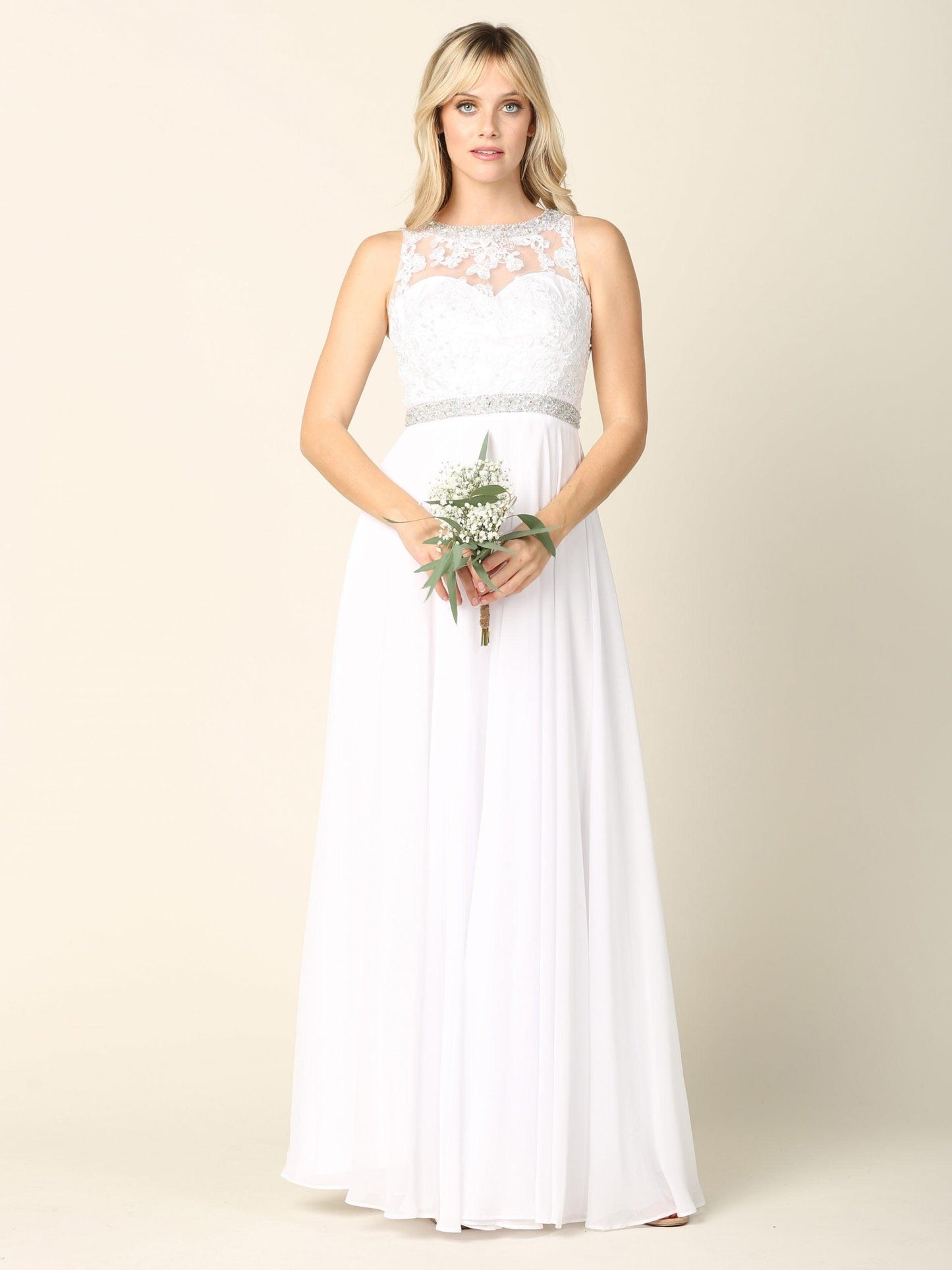 Bridal Long Sleeveless Wedding Dress - The Dress Outlet