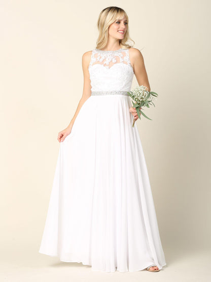 Bridal Long Sleeveless Wedding Dress - The Dress Outlet