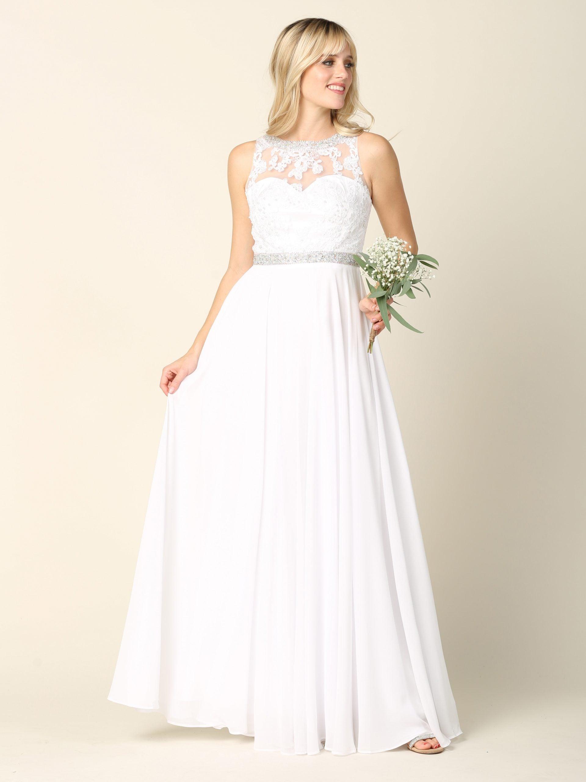 Bridal Long Sleeveless Wedding Dress