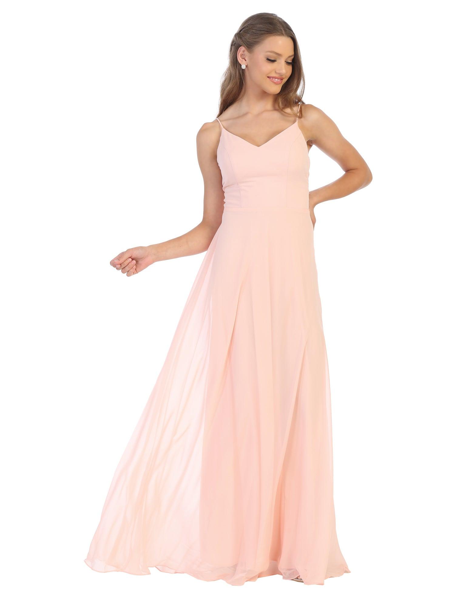 Blush Bridesmaids Long A Line Chiffon Dress