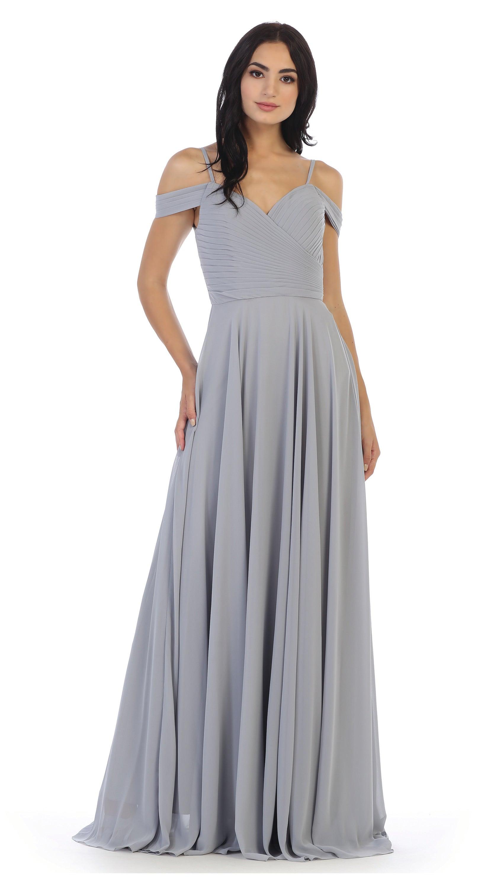 Rust Bridesmaids Pleated Chiffon Long Dress