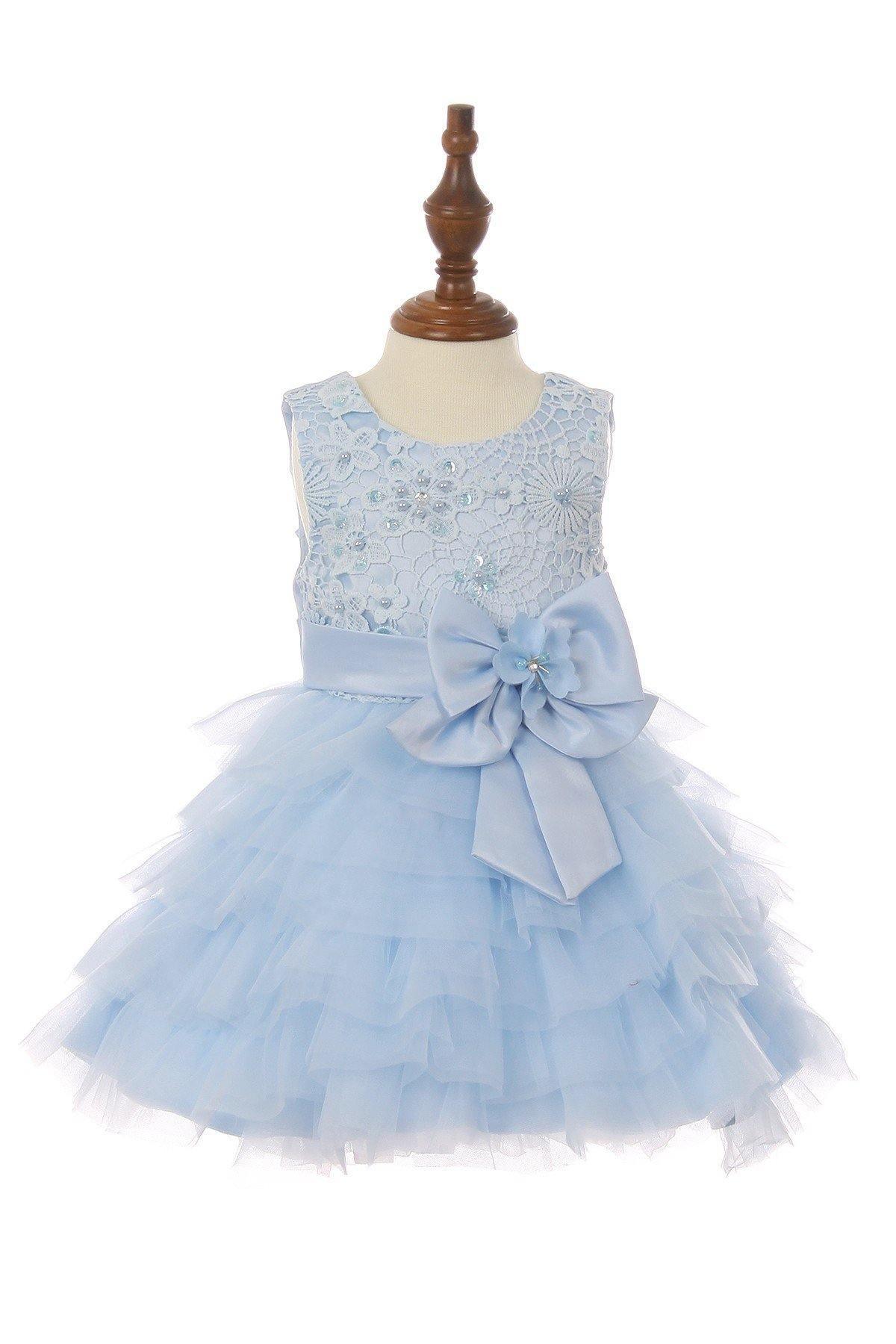 Brocade and Pleated Tulle Flower Girls Dress - The Dress Outlet Cinderella Couture