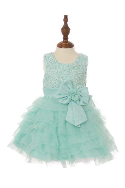 Brocade and Pleated Tulle Flower Girls Dress - The Dress Outlet Cinderella Couture