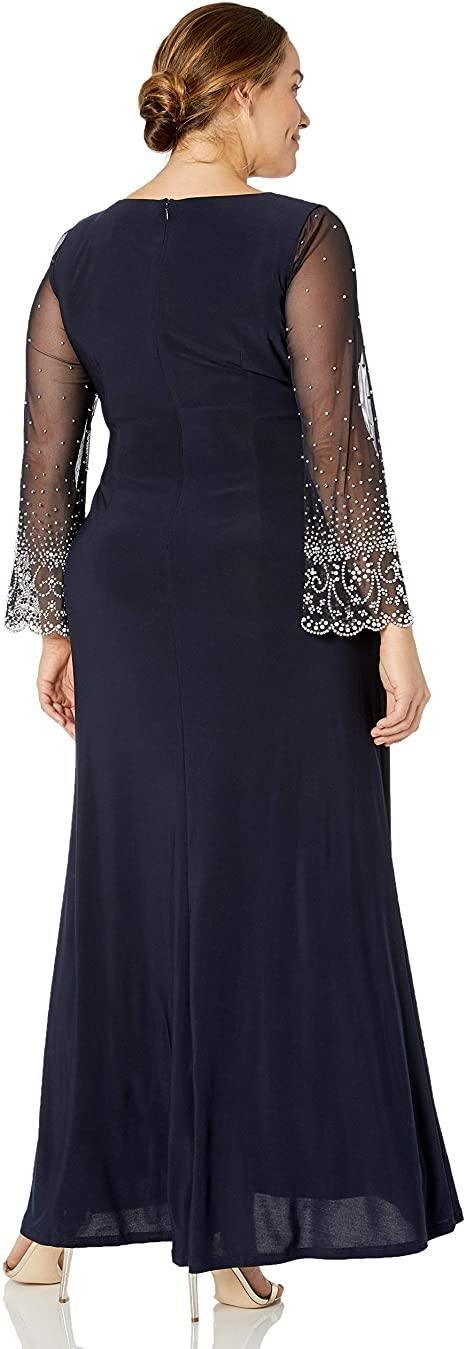 Cachet Long Plus Size Formal Beaded Dress 740579 - The Dress Outlet