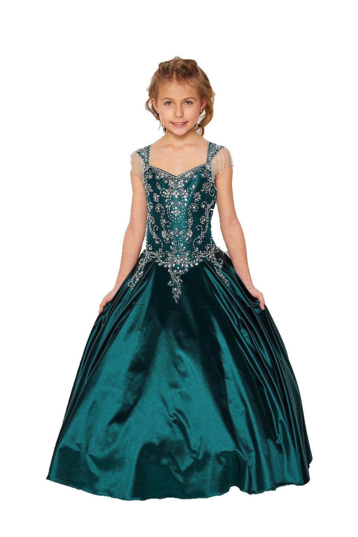 Cap Sleeve A-line Flower Girl Dress - Hunter Green / 6 Cap Sleeve A-line Flower Girl Dress - Hunter Green / 6