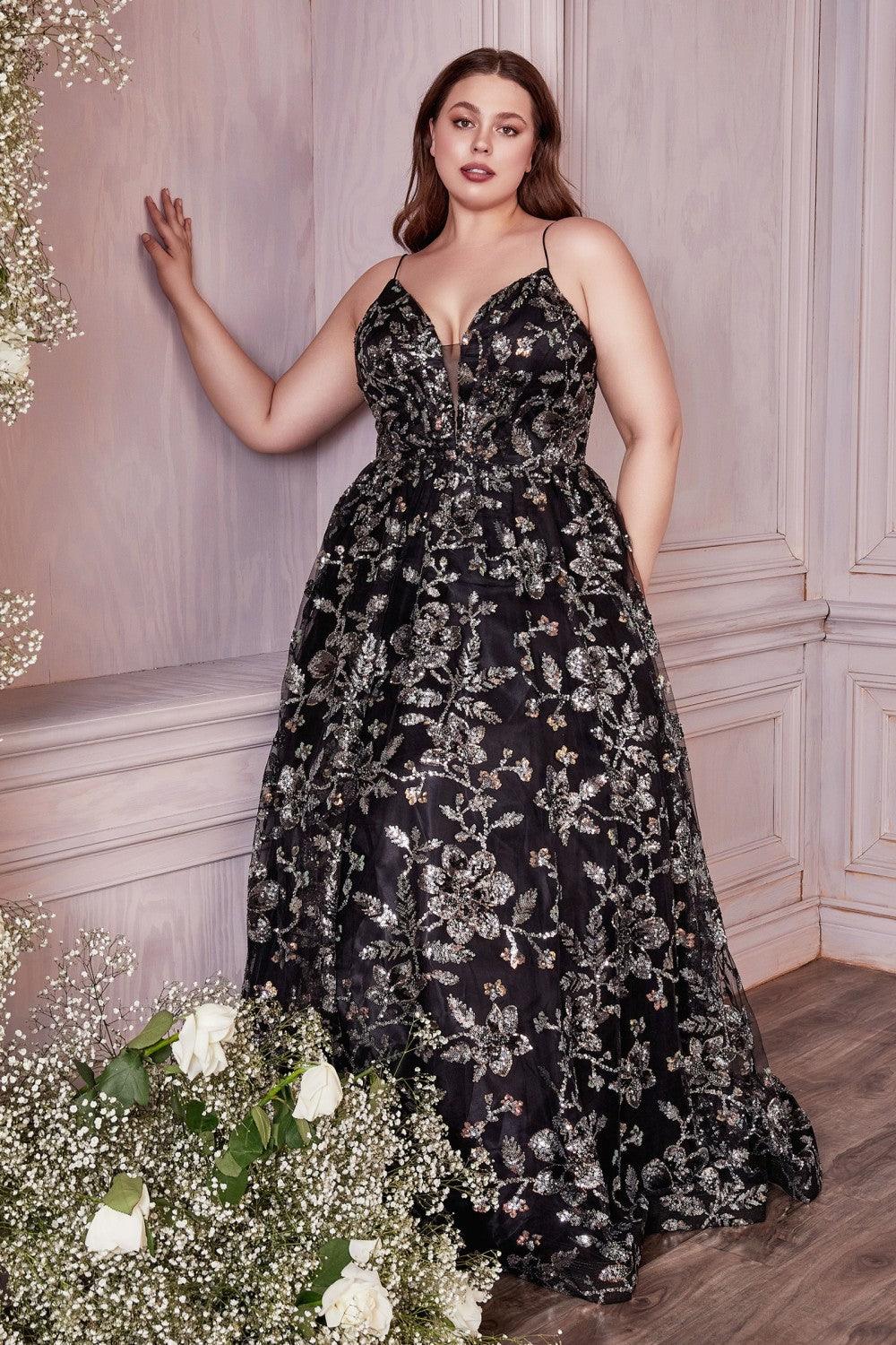Plus Size Long Prom Dress Black